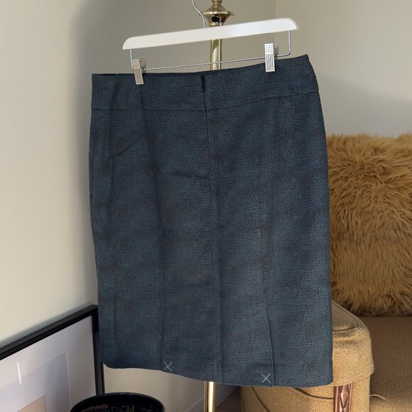 NBW Vintage Ann Taylor 100% Cotton Blue & Grey Tweed Pencil Skirt| US 14 - Picture 2 of 11